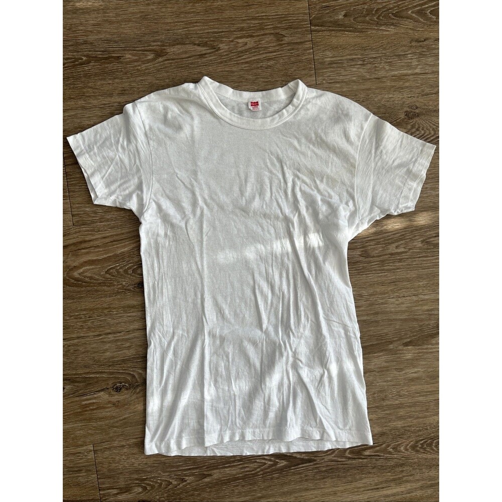 VTG 60s Hanes White Loopwheel True Vintage Blank T-Shirt RARE Large